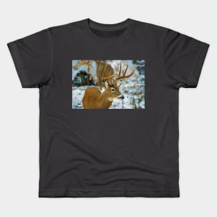 Male Deer in Snow Kids T-Shirt